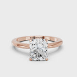 Rose gold Radiant Cut Diamond Solitaire Ring with Six-Prong Setting and Classic Band