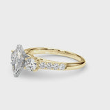 Yellow gold Three-Stone Marquise Cut Diamond Pavé Band with Four-Prong Setting