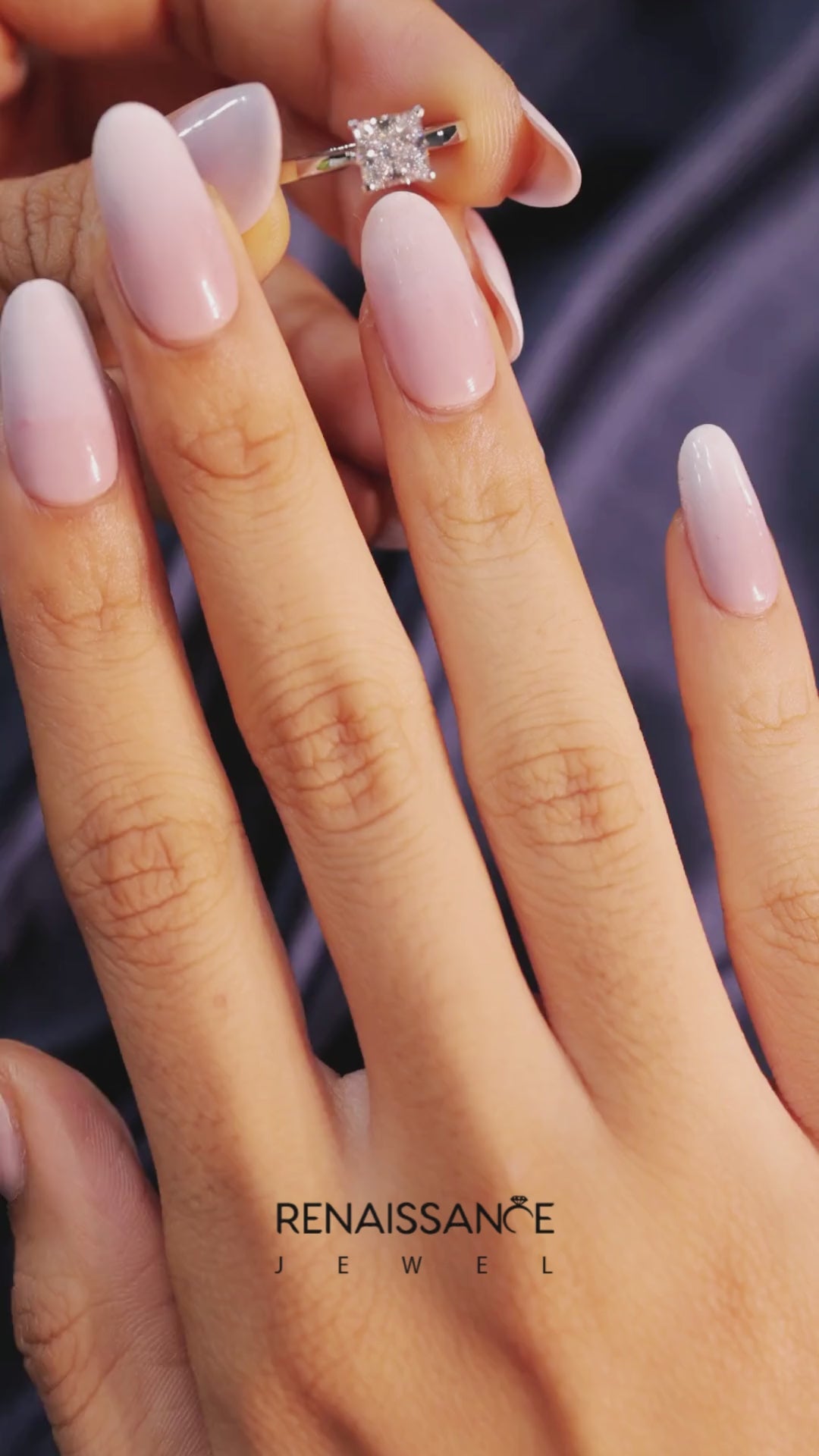 Silver Princess Solitaire Engagement Ring with Classic Band and Four-Prong Setting 8