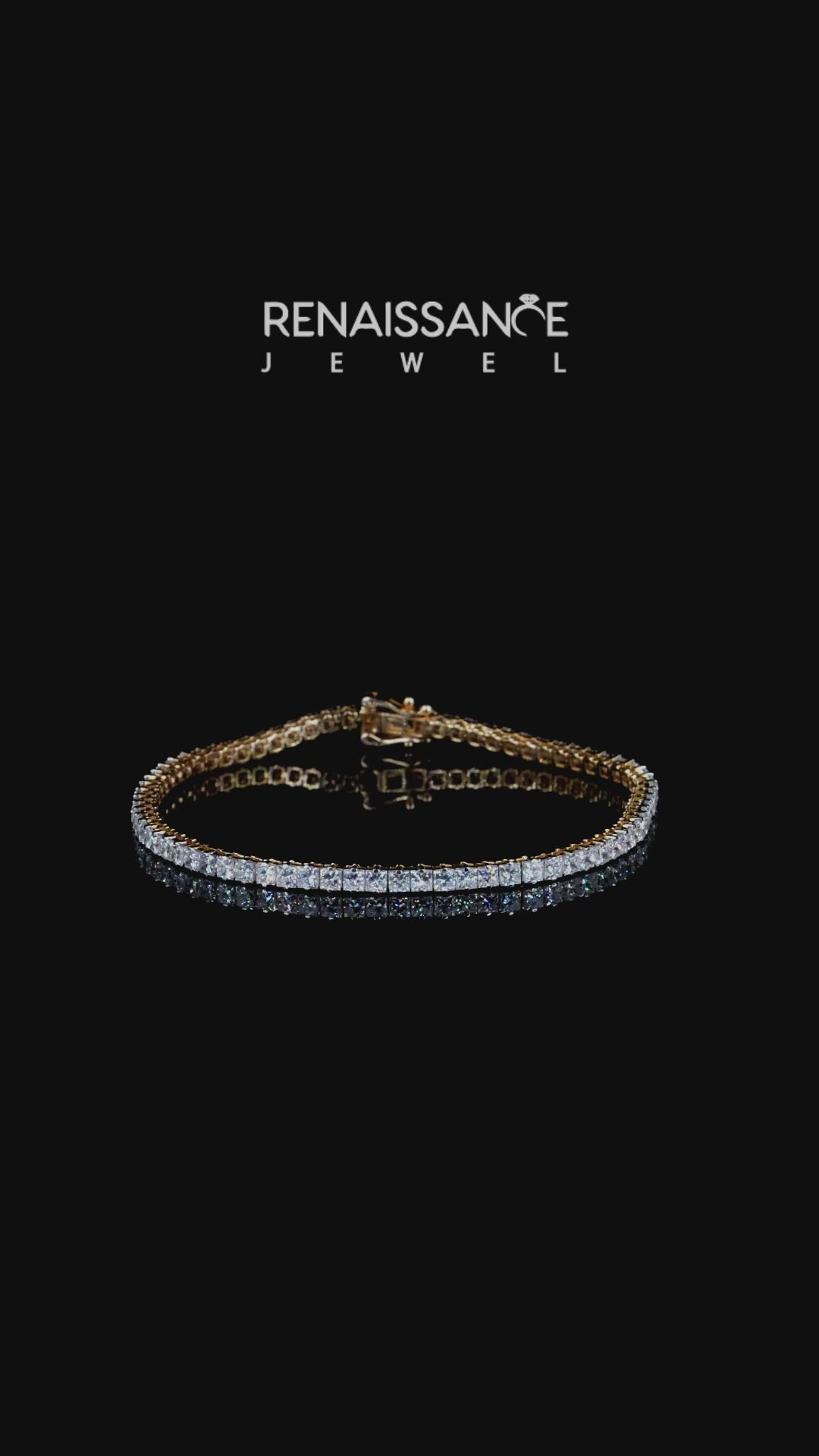 Yellow gold Princess Cut Diamond Tennis Bracelet with Four-Prong Setting 5