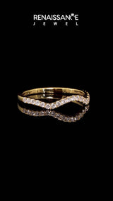 Yellow gold Pavé Round Diamond Curved Band with Micro Prong Setting