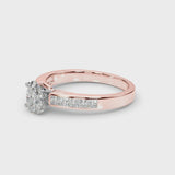 Rose gold Oval Solitaire Diamond Ring with Channel-Set Band and Four-Prong Setting