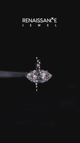 Rose gold Marquise Solitaire Engagement Ring with Cathedral Band and Four-Prong Setting
