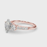 Rose gold Three-Stone Marquise Cut Diamond Pavé Band with Four-Prong Setting