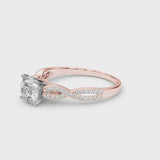 Rose gold Heart Cut Diamond Solitaire Engagement Ring with Twisted Pavé Band and Four-Prong Setting