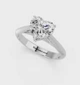 Platinum Heart Cut Diamond Solitaire Engagement Ring with Cathedral Setting and Four-Prong Mount