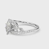White gold Marquise Solitaire with Pavé Twist Band and Four-Prong Setting