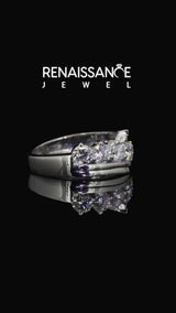 White gold Round Diamond Wave Band with Channel and Shared Prong Setting