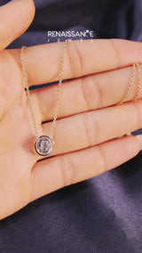 Yellow gold Bezel-Set Round Diamond Solitaire Chain Necklace