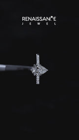 Platinum Pear Diamond Solitaire Ring with Pavé Band and Prong Setting