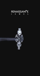 Platinum Three-Stone Round Cut Diamond Pavé Band with Prong Setting