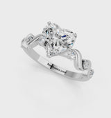 Platinum Heart Solitaire Twisted Band with Prong Setting