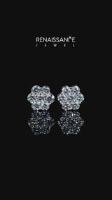 White gold Cluster Round Diamond Stud Earrings with Prong Setting