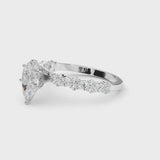 10K White Gold 2.60 Carat F VS1 Pear Solitaire with Side Stones, Pave Band, Four-Prong Setting