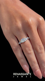 Platinum 1.58 Carat E VVS2 Oval Diamond Cluster Pavé Band with Four-Prong Setting