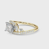 Yellow gold Princess Solitaire with Pavé Twist Band and Four-Prong Setting