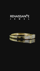 Yellow gold Three-Stone Baguette Cut Channel Set Diamond Band