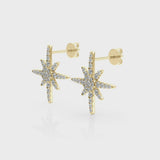 Yellow gold Pavé Diamond Starburst Stud Earrings