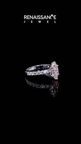 White gold Fancy Pink Marquise Cut Diamond Solitaire Ring with Round  Pavé Band and Prong Setting