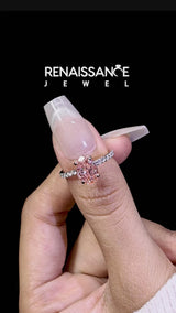 Rose gold Fancy Pink Oval Cut Diamond Solitaire Ring with Round  Pavé Band and Prong Setting