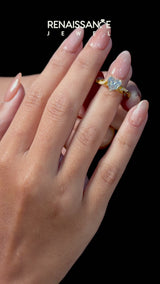Yellow gold Heart Solitaire Vine Band with Milgrain Prong Setting