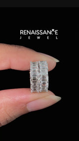 Silver Emerald Diamond Huggie Hoop Earrings