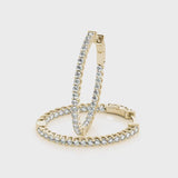 Yellow gold Round Cut Diamond Inside-Out Hoop Earrings in White Gold with Prong Setting