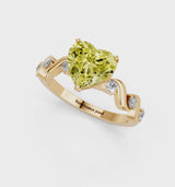 Yellow gold Fancy Yellow Heart  Solitaire Twisted Band with Prong Setting