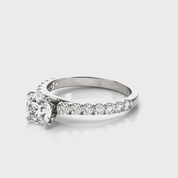 White gold Round Diamond Classic Half Eternity Band with Shared Prong Setting 3