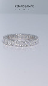 Platinum Asscher cut diamond Eternity Band with Shared Prong Setting
