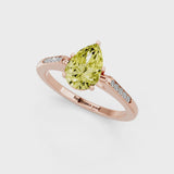 Rose gold Fancy Yellow Pear  Cut Channel Set Solitaire Engagement Ring with Four-Prong Setting