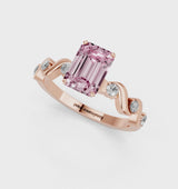 Rose gold Fancy Pink Emerald  Solitaire Twisted Band with Prong Setting