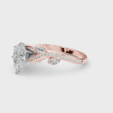 Rose gold Pear Diamond Swirl Band with Prong Setting