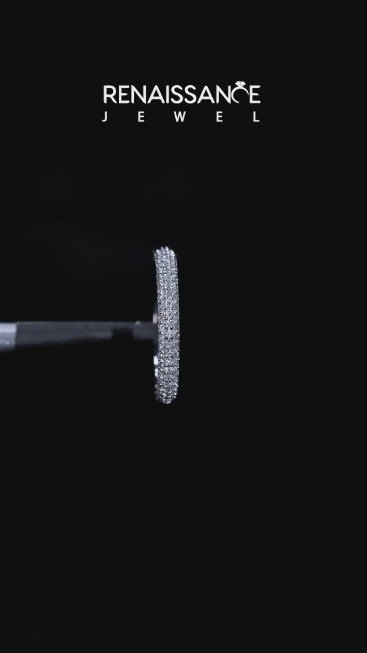 White gold Round Diamond Pave Eternity Band with Shared Prong Setting 4