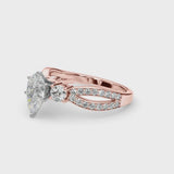 Rose gold Three-Stone Pear Cut Diamond Twist Band with Prong Setting