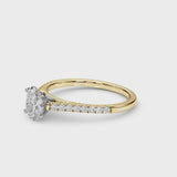18K Yellow Gold 4.00 Carat D VVS2 Oval Cut Solitaire Diamond Ring with Pave Band and Four-Prong Setting