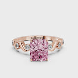 Rose gold Fancy Pink Radiant  Solitaire Twisted Band with Prong Setting