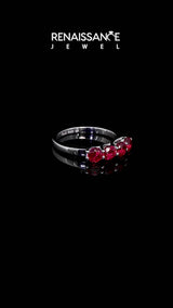 Platinum Four-Stone Round Ruby Prong-Set Band