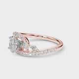 Rose gold Oval Solitaire with Pavé Twist Band and Four-Prong Setting