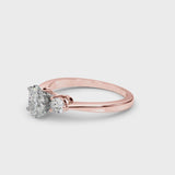 Rose gold Three-Stone Oval Solitaire Ring with Tapered Band and Four-Prong Setting