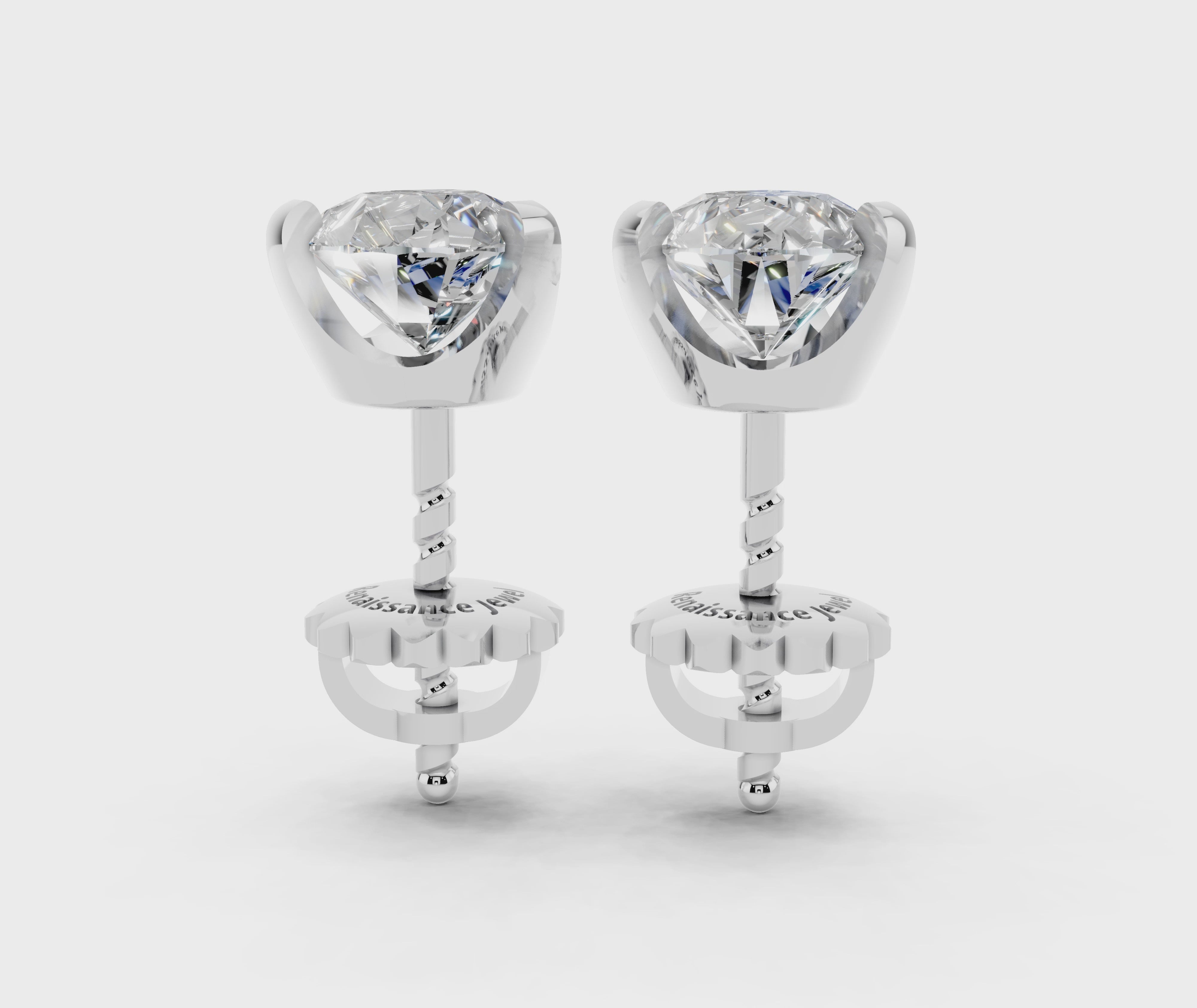 Platinum Pear Brilliant Diamond Stud Earrings 5