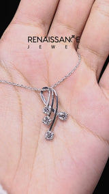 Silver Four-Stone Round Diamond Prong-Set Pendant