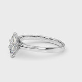 Platinum Marquise Solitaire Diamond Ring with Four-Prong Setting and Classic Band