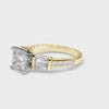 Yellow gold Princess Solitaire Baguette Side Stone Channel Set Engagement Ring 3