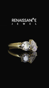 Yellow gold Round and Pear Toi Moi Ring with Prong Setting and Plain Band