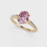 Yellow gold Fancy Pink Oval  Cut Channel Set Solitaire Engagement Ring with Four-Prong Setting