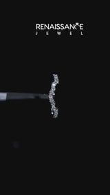 Silver Curved Diamond Pavé Round-Cut Contour Band