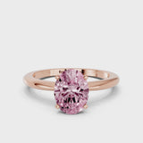 Rose gold Fancy Pink Oval Cut Diamond Solitaire Ring with Six-Prong Setting and Classic Band