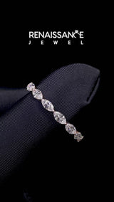 Rose gold Marquise Diamond Half Eternity Band with Prong Setting