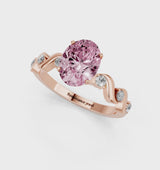 Rose gold Fancy Pink Oval  Solitaire Twisted Band with Prong Setting